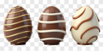 Chocolate Easter Eggs With Decorative Swirls PNG