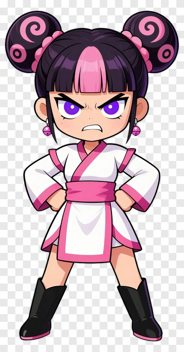 Angry Cartoon Girl In White And Pink Outfit PNG