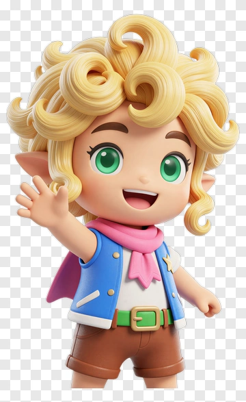 3D Cartoon Character Waving PNG