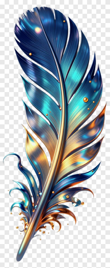 Colorful Feather With Shiny Details PNG