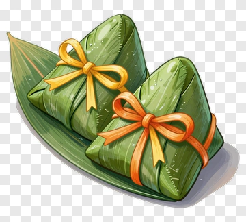Colorful Rice Dumplings Wrapped In Leaves PNG