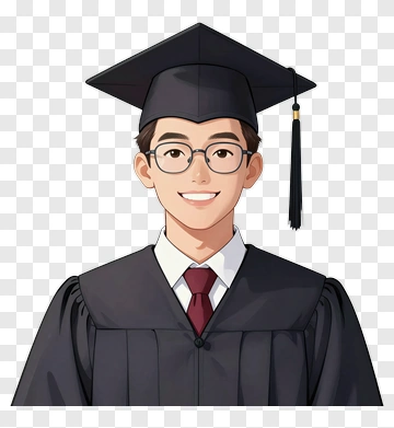 Graduation Student In Cap And Gown PNG