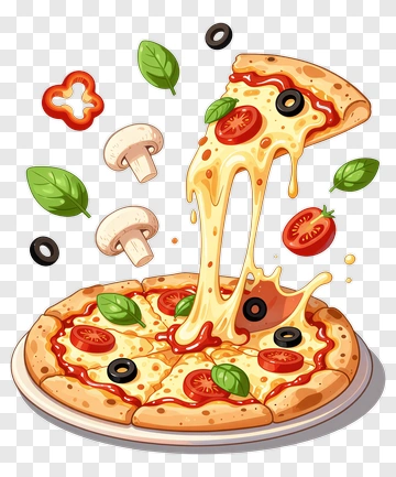 Cheese Pizza With Toppings And Melting Cheese PNG