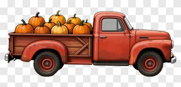 Vintage Truck Loaded With Pumpkins PNG