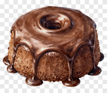 Chocolate Bundt Cake With Dripping Icing PNG