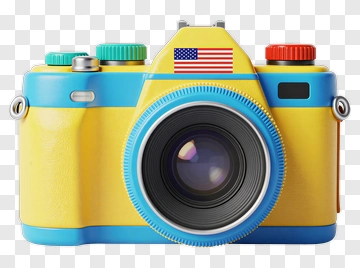 Colorful Camera With American Flag PNG