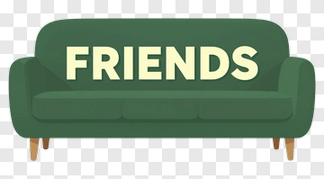Green Sofa With Friends Text PNG