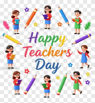 Happy Teachers Day Celebration With Cartoon Teachers PNG