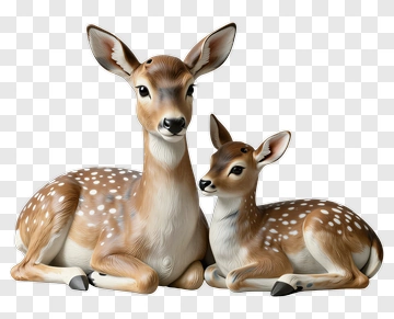 Realistic Deer Family Resting Together PNG