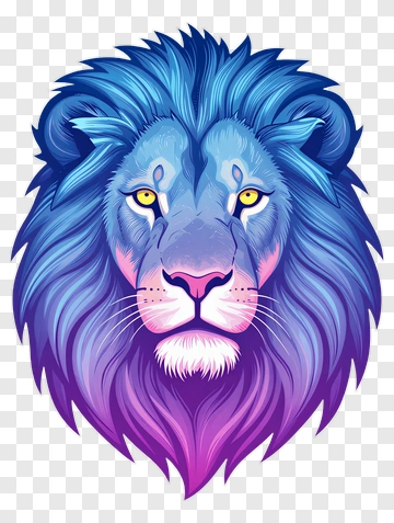 Colorful Lion Head Illustration PNG