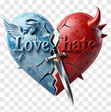 Love Hate Heart With Sword PNG