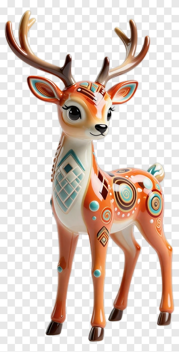 Colorful Decorative Deer Figurine PNG