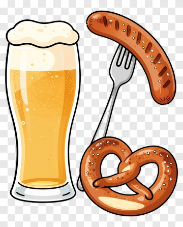 Beer, Sausage, And Pretzel PNG