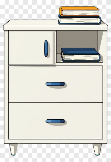 Cartoon Nightstand With Books PNG