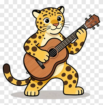 Cartoon Leopard Playing Guitar PNG