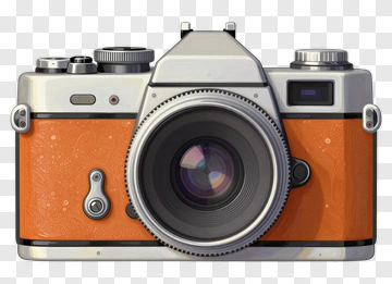 Vintage Camera With Orange Accents PNG