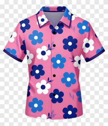 Floral Print Short Sleeve Shirt PNG