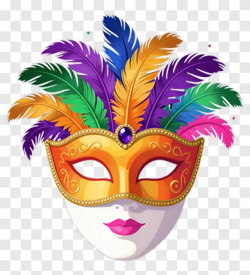 Colorful Carnival Mask With Feathers PNG