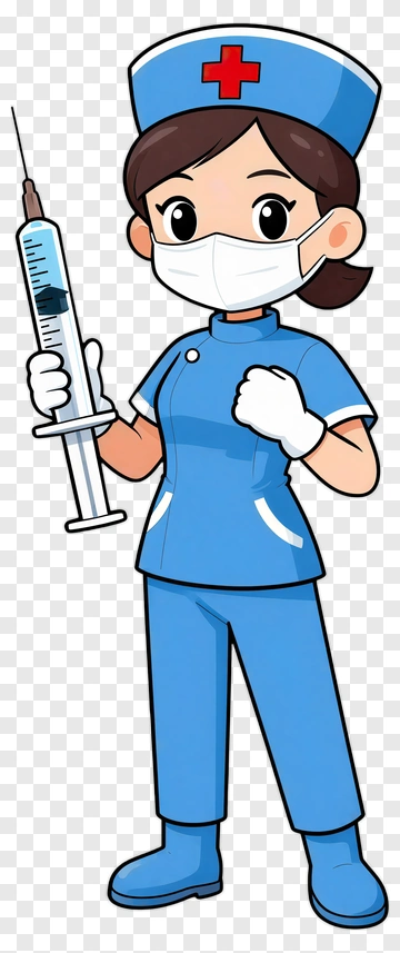 Cartoon Nurse Holding A Syringe PNG