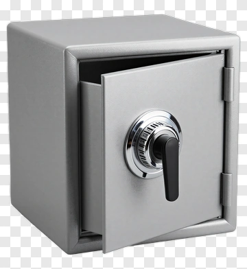 Silver Safe With Open Door PNG