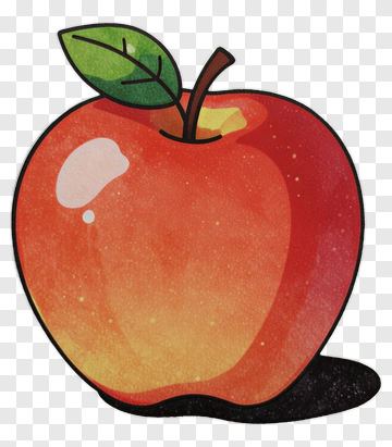 Colorful Apple With Leaf PNG
