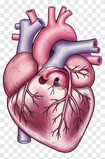 Illustration Of A Human Heart With Arteries PNG