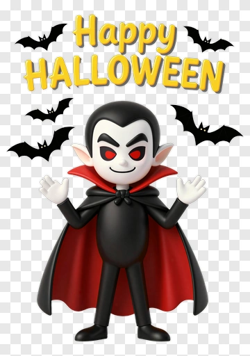 Cartoon Vampire Celebrating Halloween PNG