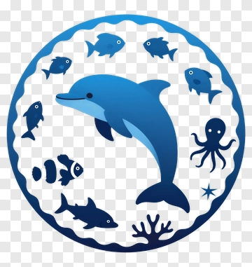 Dolphin Surrounded By Sea Creatures PNG