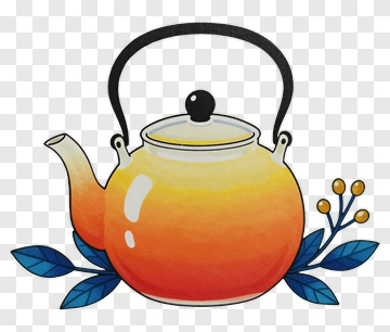 Colorful Teapot With Leaves PNG