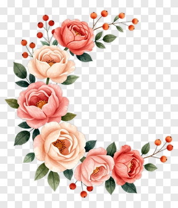 Flower Bouquet With Pink And Cream Roses PNG
