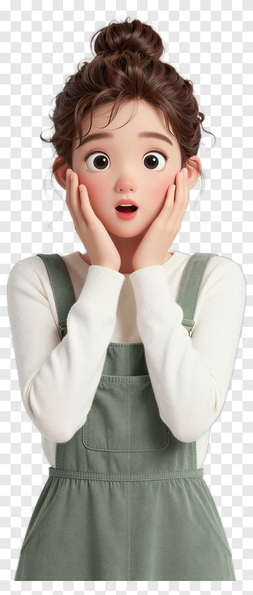 Surprised Girl With Hands On Face PNG