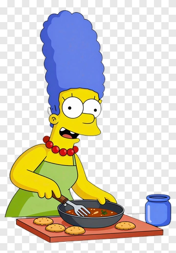 Cartoon Woman Cooking In The Kitchen PNG