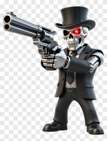 Cartoon Skeleton Holding A Gun PNG