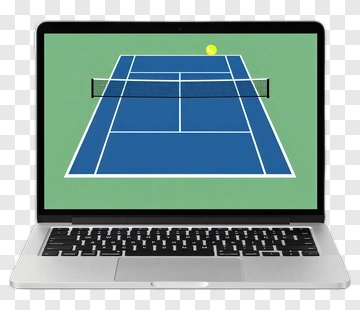 Tennis Court Displayed On Laptop Screen PNG