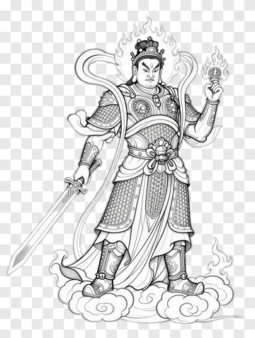 Warrior Holding A Sword And Staff PNG