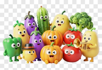 Cartoon Vegetable Characters Group PNG