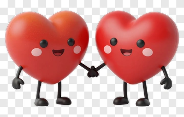 Cartoon Hearts Holding Hands PNG