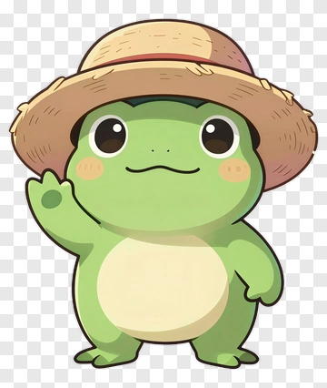 Cartoon Frog Wearing A Straw Hat PNG