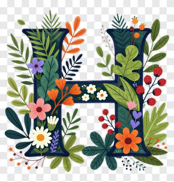 Floral Letter H Decoration PNG