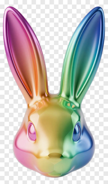 Colorful Rabbit Head Sculpture PNG