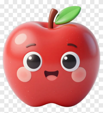 Cartoon Apple With A Happy Face PNG