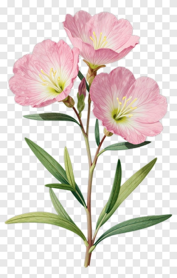 Pink Flower With Green Leaves PNG