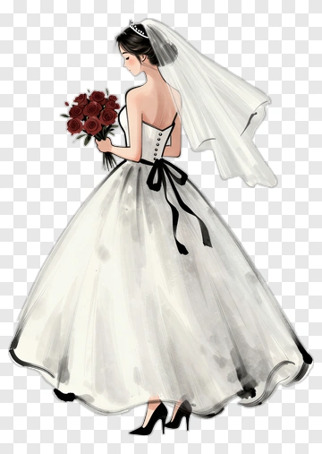 Bride Holding A Bouquet Of Red Roses PNG