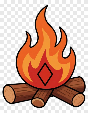Cartoon Campfire With Flames PNG