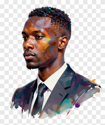 Stylized Portrait Of A Man In A Suit PNG