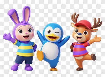 Cartoon Animal Friends Group PNG