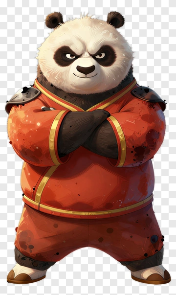 Cartoon Panda Wearing An Orange Martial Arts Outfit PNG