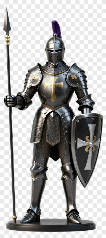 Knight Holding A Spear And Shield PNG