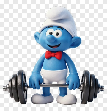 3D Smurf Lifting Weights PNG
