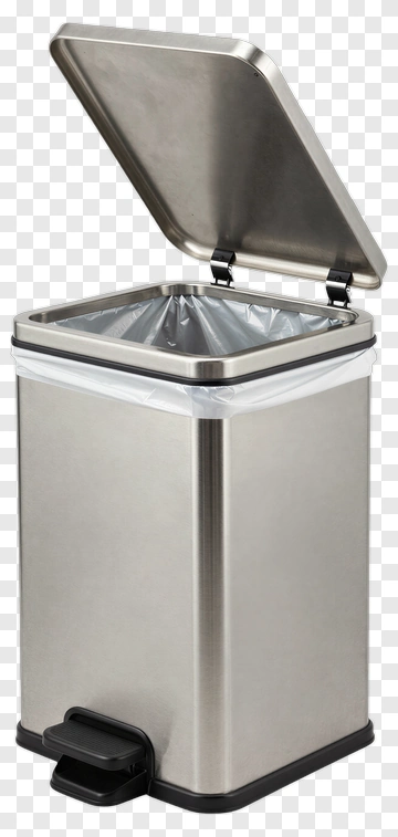Stainless Steel Trash Can With Lid PNG